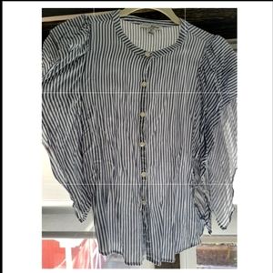 Jachs Girlfriend Ruffle Sleeve (sleeveless) button down blouse